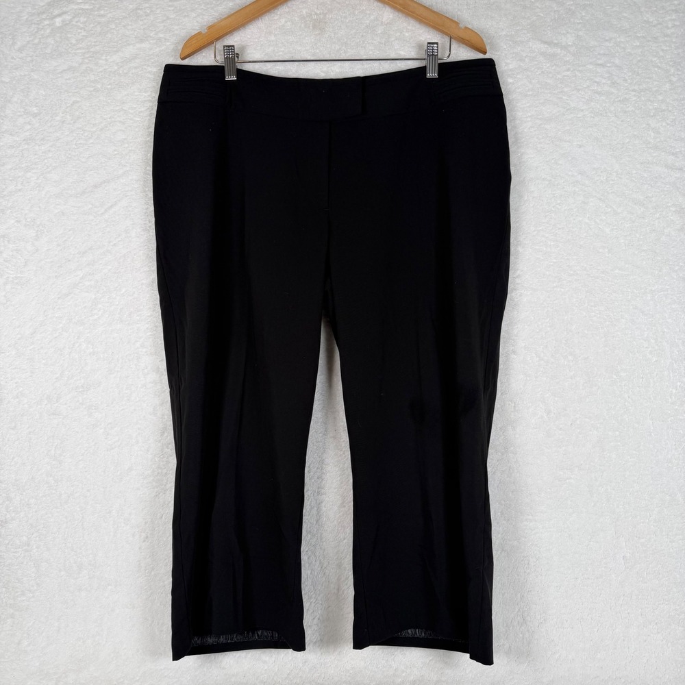 Worthington Capri Pants Women 18 Black Curvy Fit Cropped Dress Trousers Stretch